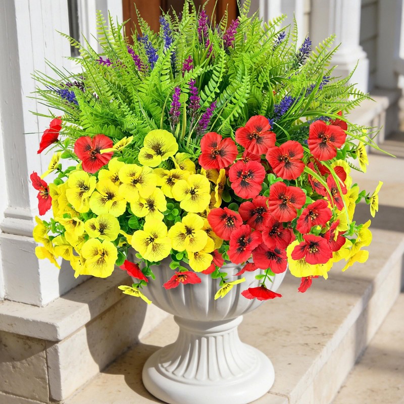 20 Bundles Artificial Flowers Fake Plants for Outdoors Decor-2 Colors