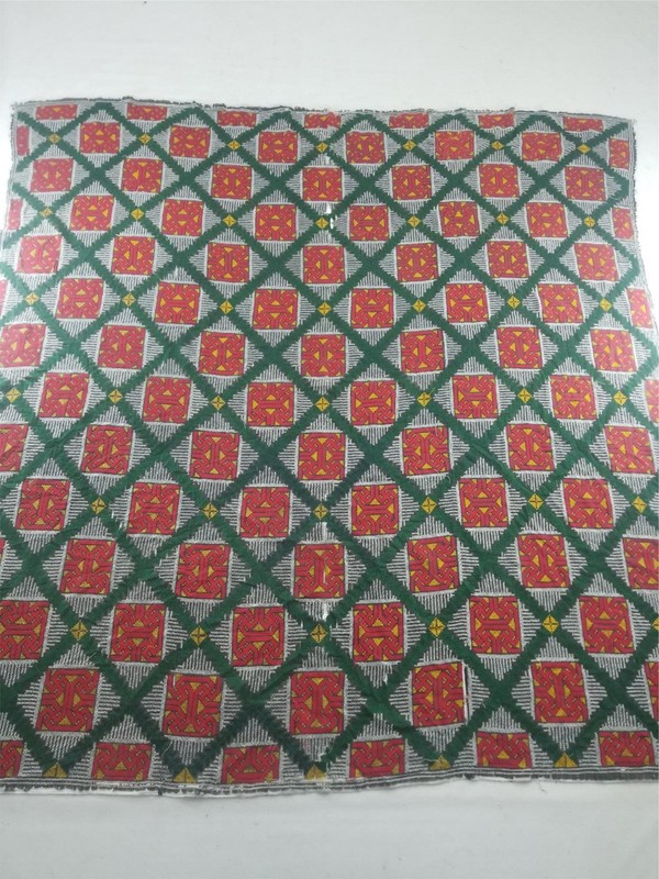 Vintage Hand Embroidered Textile Panel With Geometric Knotwork Design 85x83 in