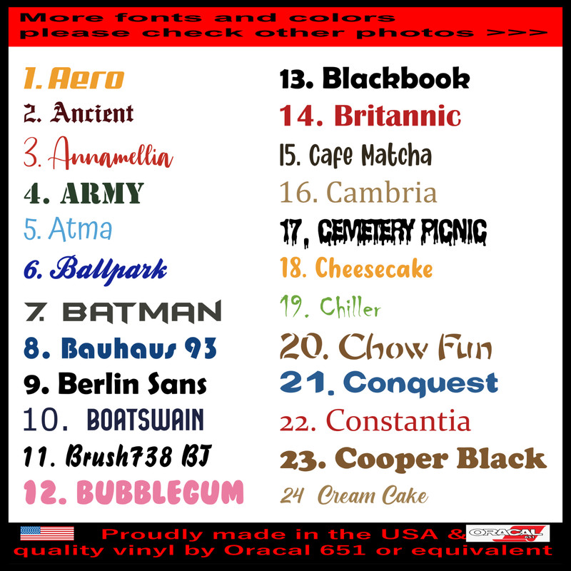 Custom Personalized TEXT NAME Lettering Vinyl Decal DURABLE 7 Years Outdoor