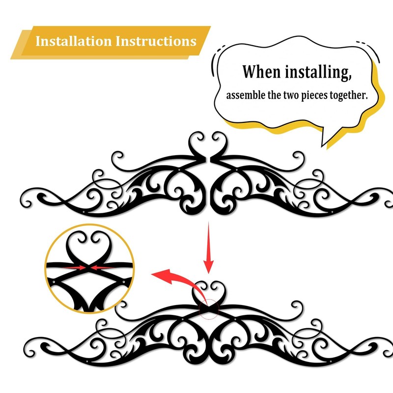 Traditional Black Metal Scroll Decor Rustic Iron Wall Medallion Large Room gallery