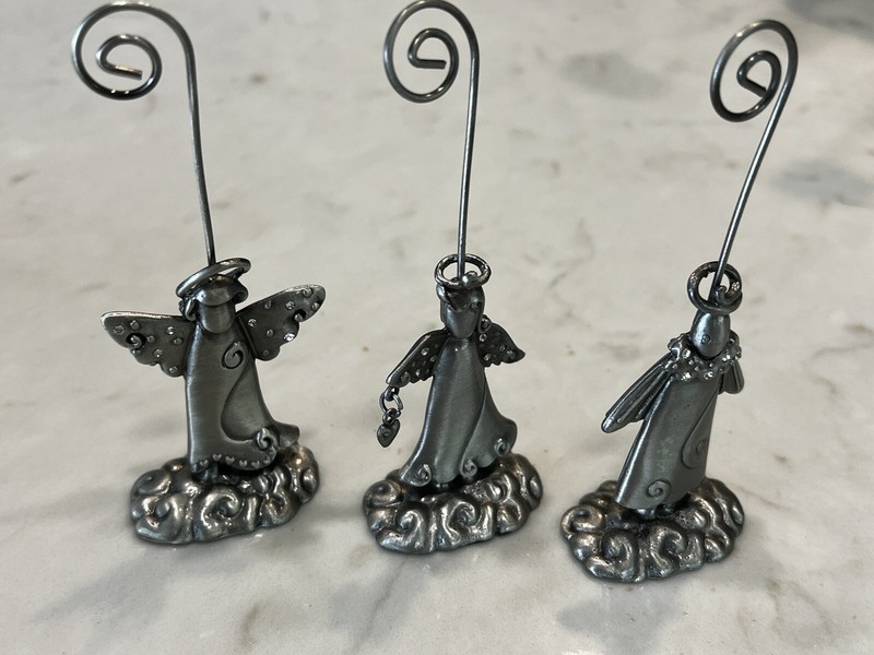 Pewter Angel Card Photo Place card Holders Felt Bottom NWOT gallery