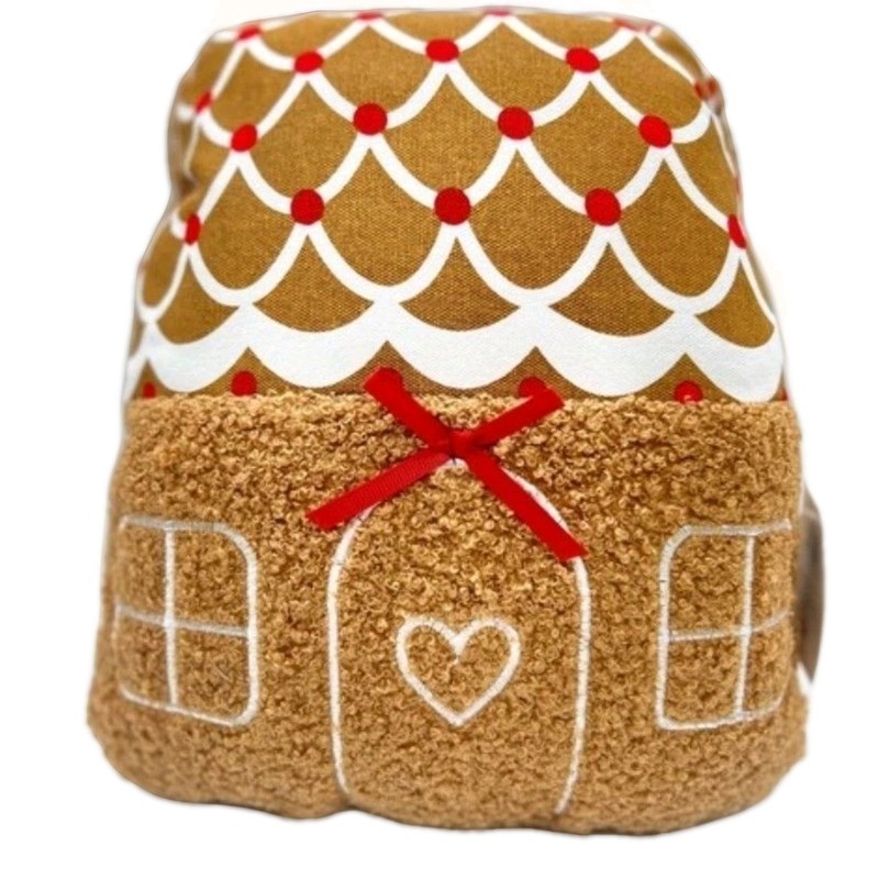 NEW Gingerbread House Fuzzy Decorative Holiday Christmas Throw Pillow Bed Couch
