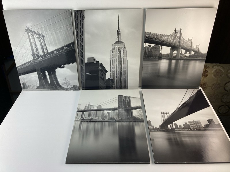 VTG IKEA Gronby Bridges Of NYC Black White Pictures Set of 5 Brooklyn Manhattan