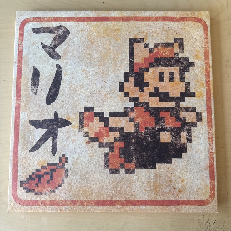 Nintendo 8 Bit Super Mario Bros 3 Raccoon Pyramid America Square Canvas Art!