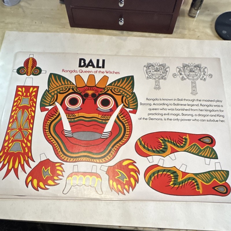 Deborah R. Horner Balinese Rangda Queen Paper Decorative Mask Vintage Bali