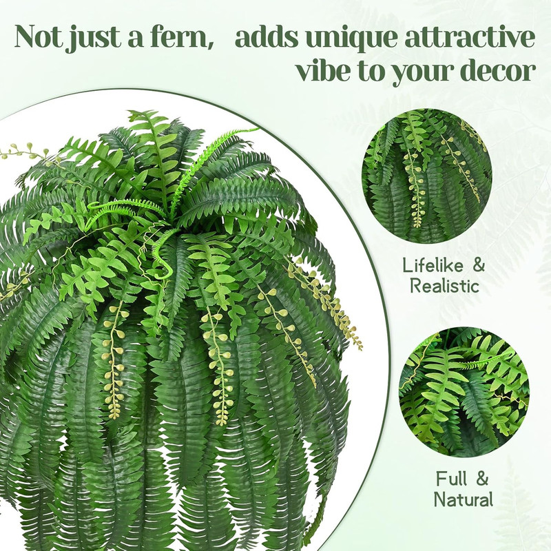 2 Pcs 67" Fake Ferns Large Artificial Plants Outdoor, Artificial Ferns for Outdo gallery