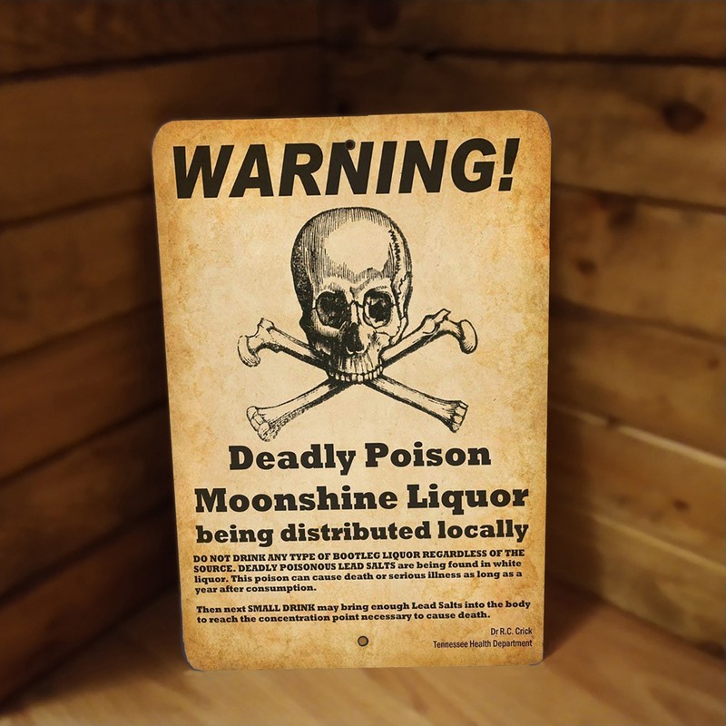 Tennessee Moonshine Poison Liquor w Skull & Crossbones Sign Metal Poster Sign