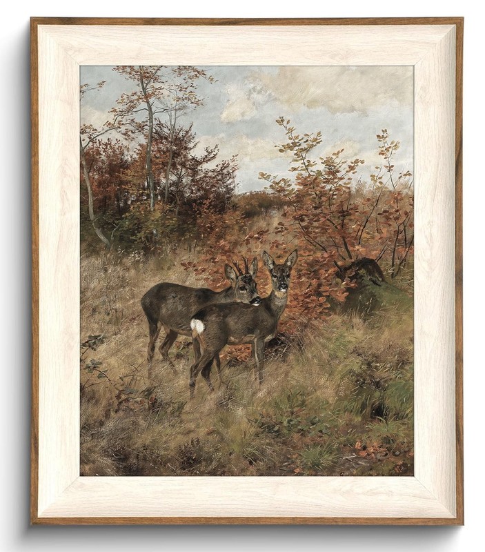 Vintage Framed Wall Art, Classical Fall Countryside Landscape Oil Painting, R…