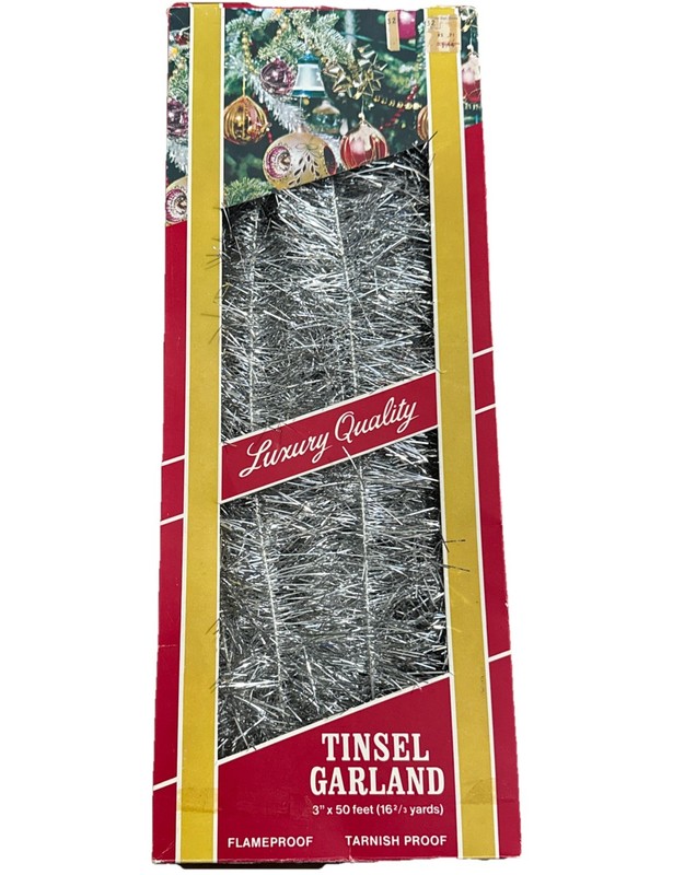 Vtg NEW Christmas TINSEL GARLAND Flameproof Tarnish Proof West Germany 50 Feet