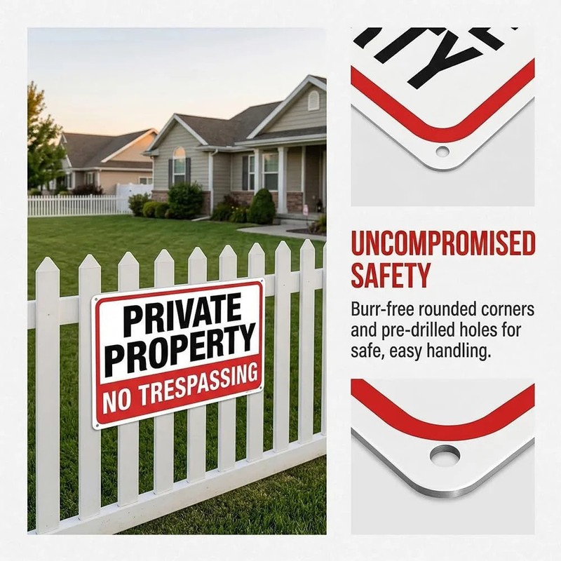 4-Pack No Trespassing Signs Private Property Metal Sign, 10 x 7 Inch Rust Free A gallery
