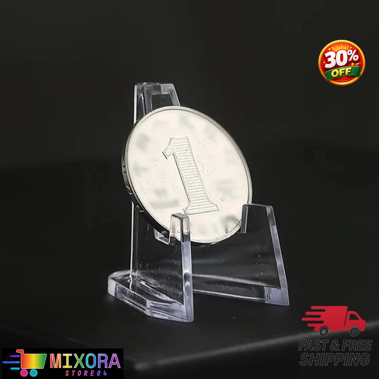 10pcs Transparent Acrylic Coin Display Stands Mini Easel Holders Collectibles gallery