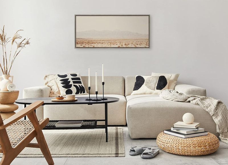 Sylvie California Dreaming Framed Canvas Art - Modern Desert Landscape 18x40 gallery