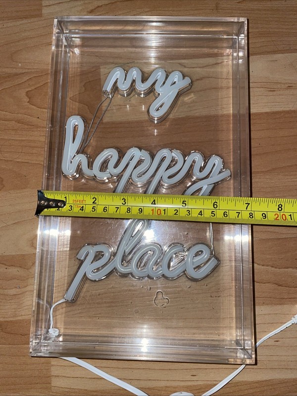 My Happy Place LED Neon Sign Acrylic Box Large USB Warm White Light Desk Wall gallery