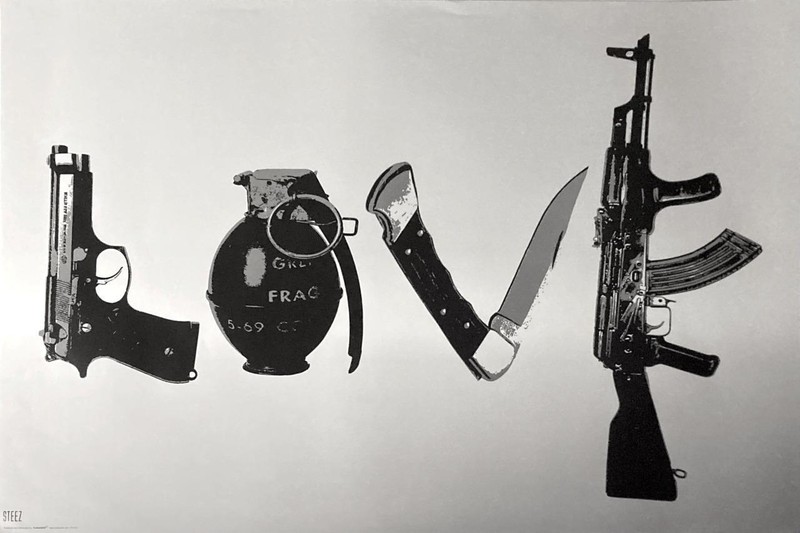 Steez Love Guns Grenade Knife AR15 Poster Wall Print Graffiti Art 36"x24" - New