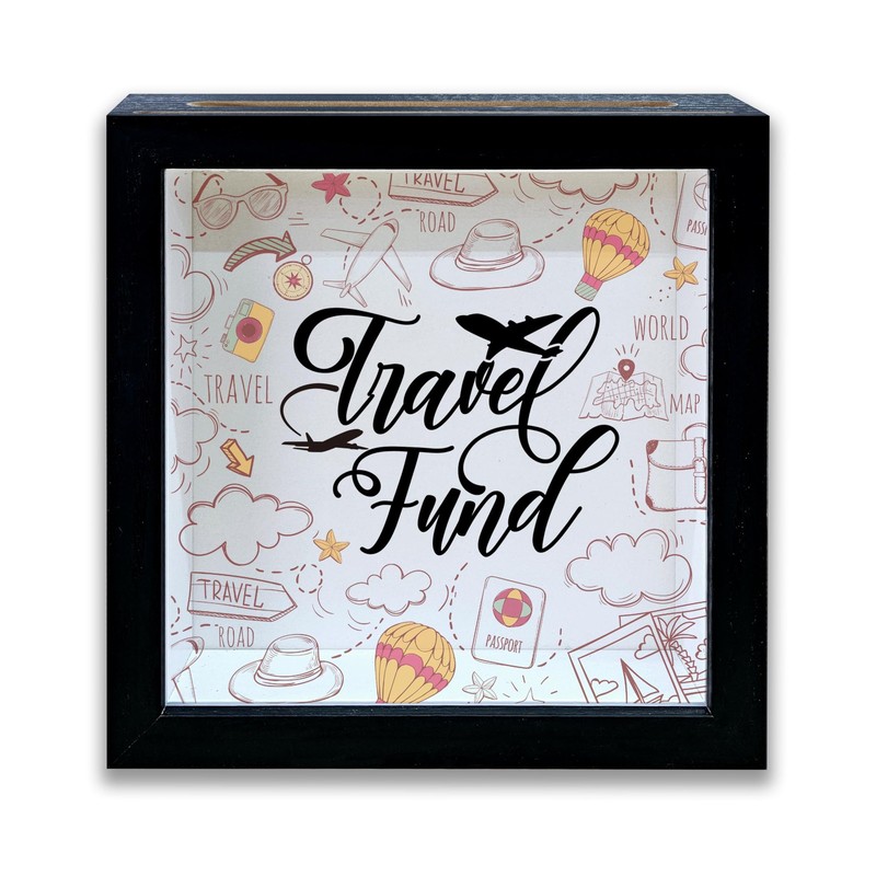 Shadow Box with Slots, Travel Fund Money Boxes Frame 8×8 Inches Decorations f…
