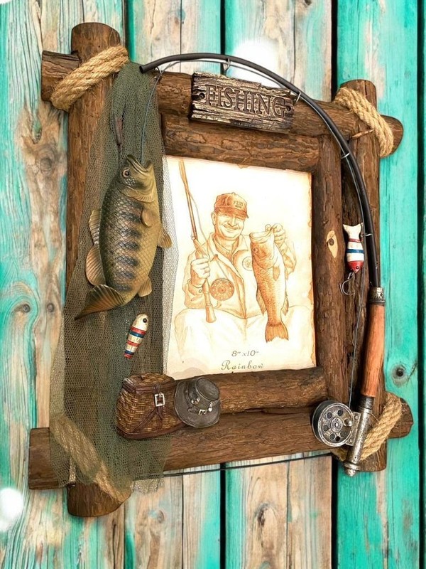 3D Bass Fishing Fisherman 8×10″ Wood Wooden Picture Photo Frame Wall Decor Gift