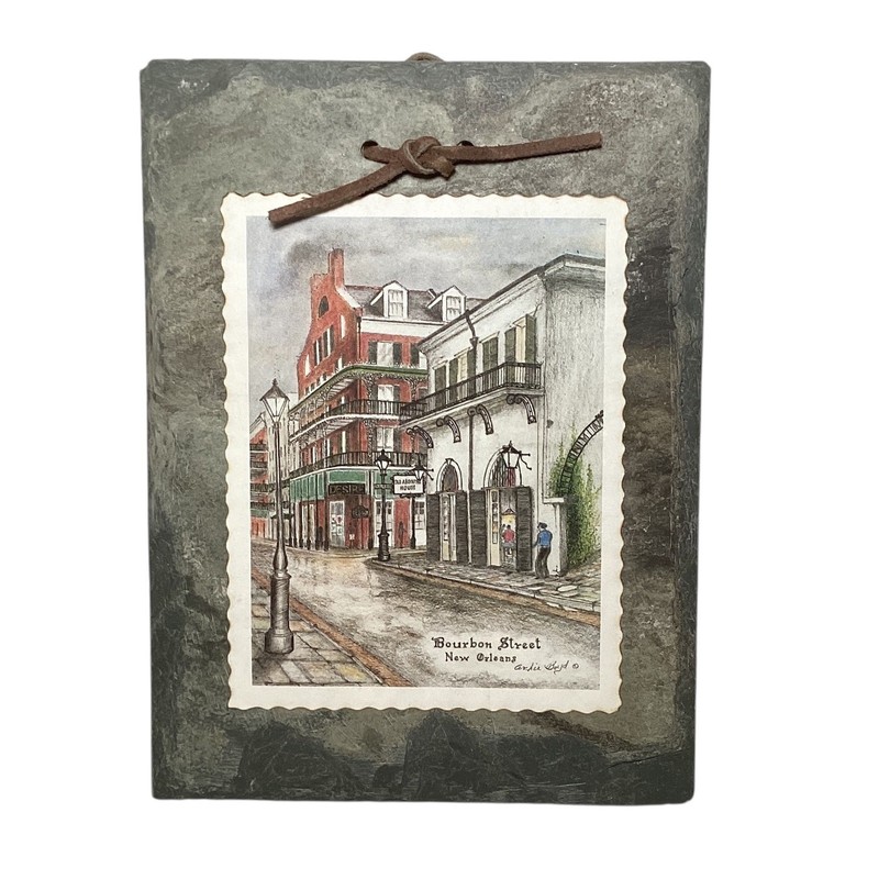 New Orleans Bourbon Street Slate Wall Art Plaque Archie Lloyd Historic Roofing