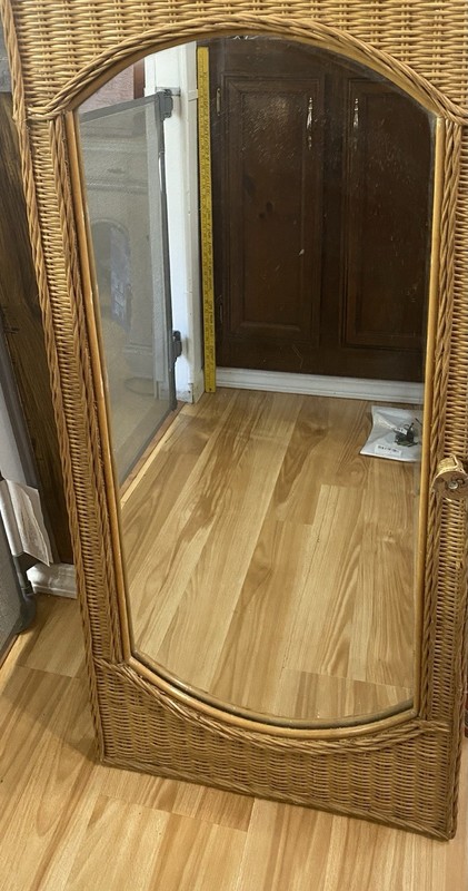 Vintage Wicker Framed Floor Wall Mirror Approx 41” X 18” gallery