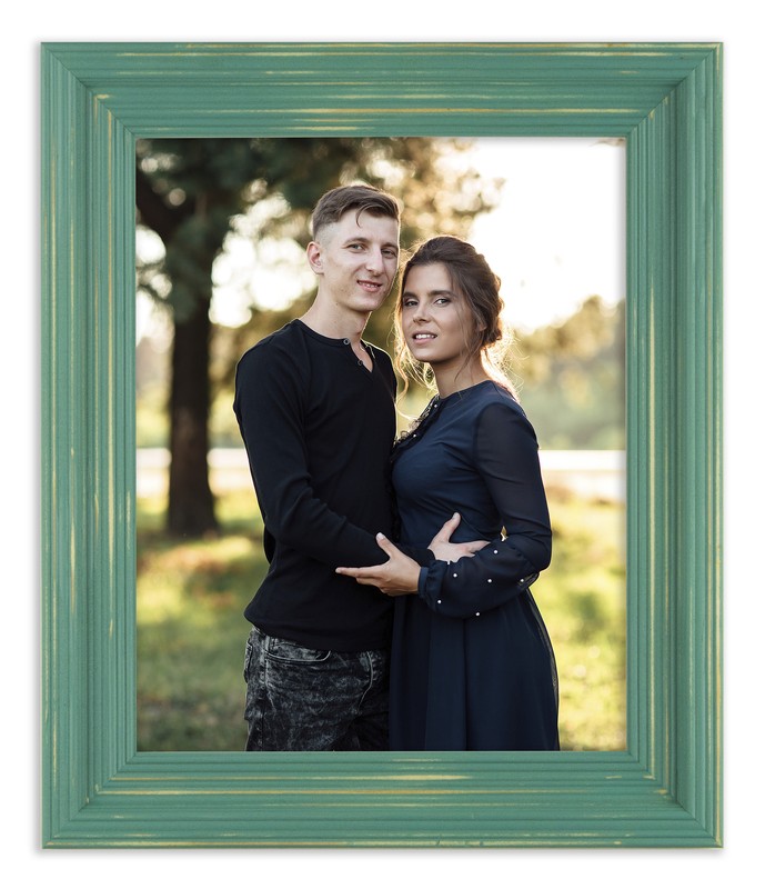 Distressed Cimarron Teal Picture Frame - Solid Wood gallery