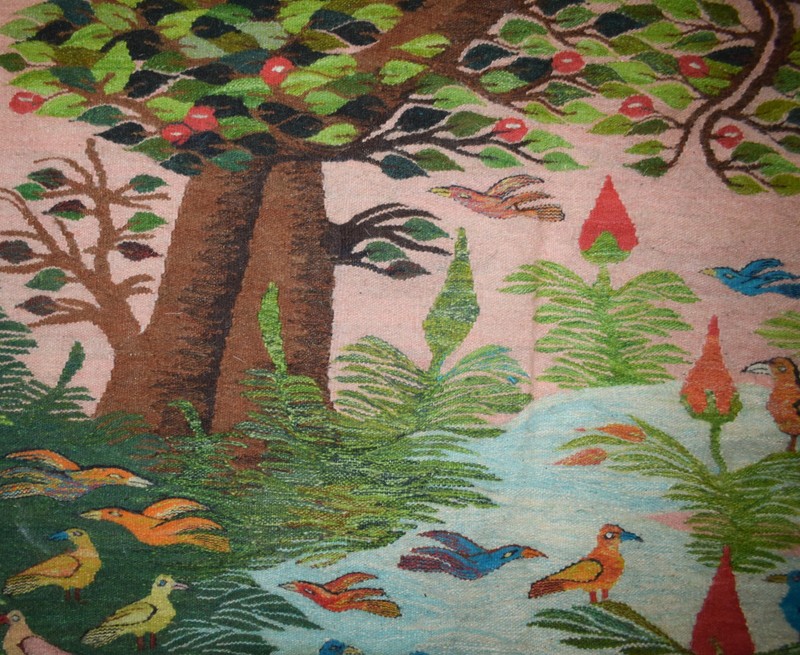 5.8 FT Large Egyptian Folk Art Tapestry - Handwoven Tree of Life Wall Hanging gallery