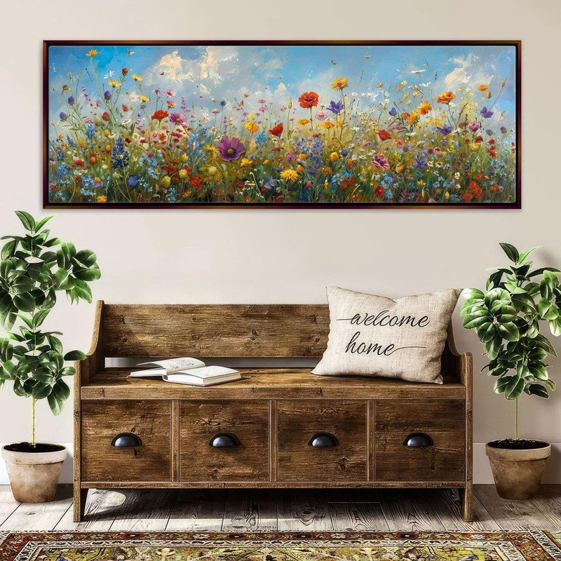 Wildflower Wall Art Panoramic Canvas Print Framed Large Living Room Decor gallery