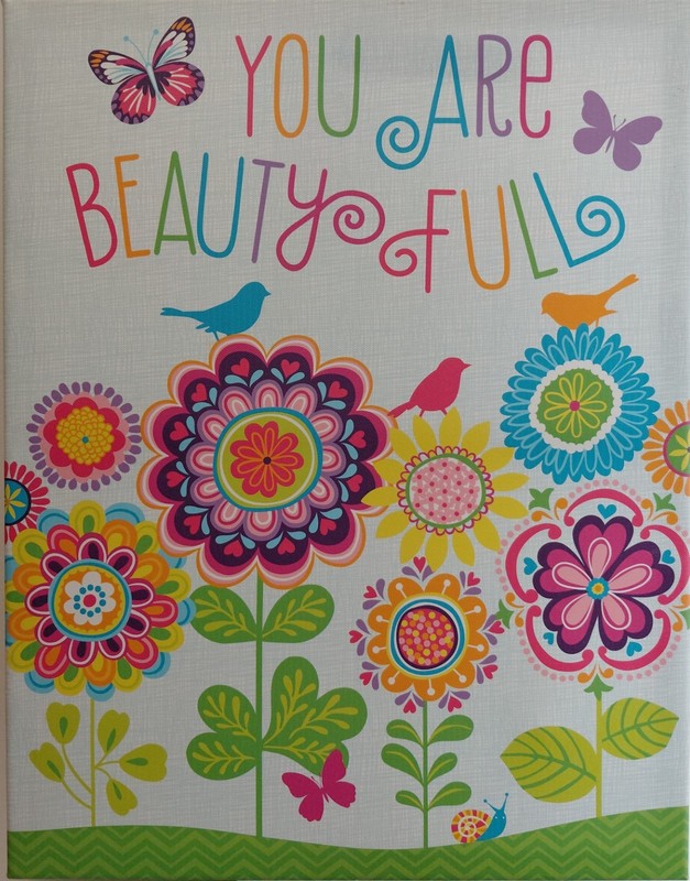 You Are Beauty Full Floral Canvas Wall Art Butterfly Inspirational Decor