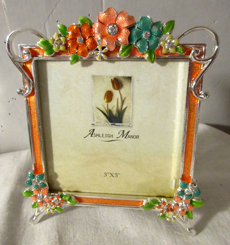 New Ashleigh Manor FLORAL Picture Frame 3″x3″ Silver Pewter