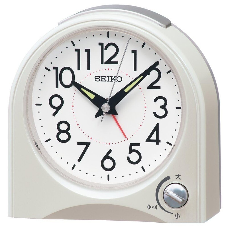 Seiko Clock Alarm Clock, Table Clock, Analog, White Pearl, 115 x 115 x 55 mm