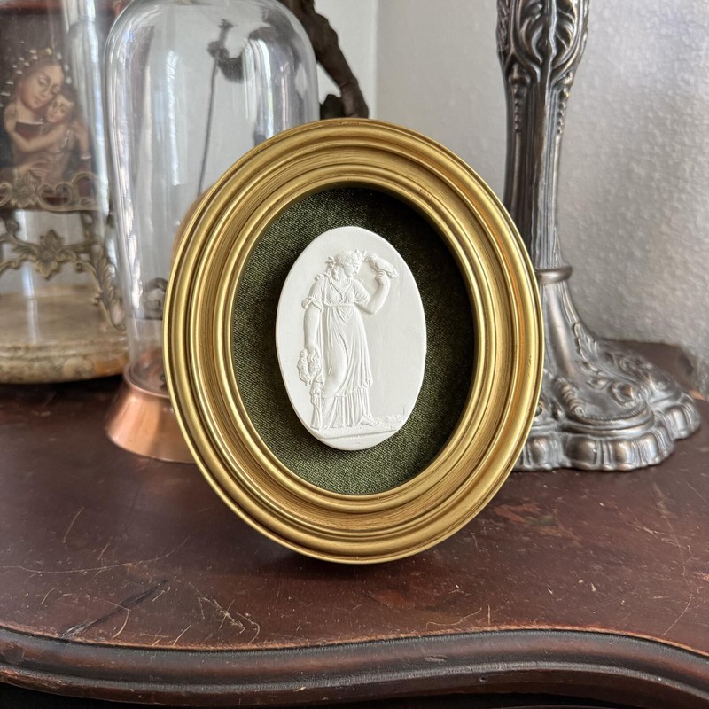 Vintage Style Framed Plaster Cameo Intaglio classical Relief Gold Oval Frame gallery