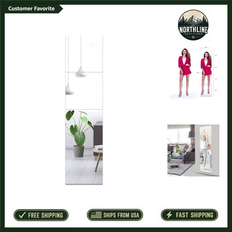 Frameless Glass Full Length Mirror Tiles – 12×12 Inch – 4-Pack for Modern Homes