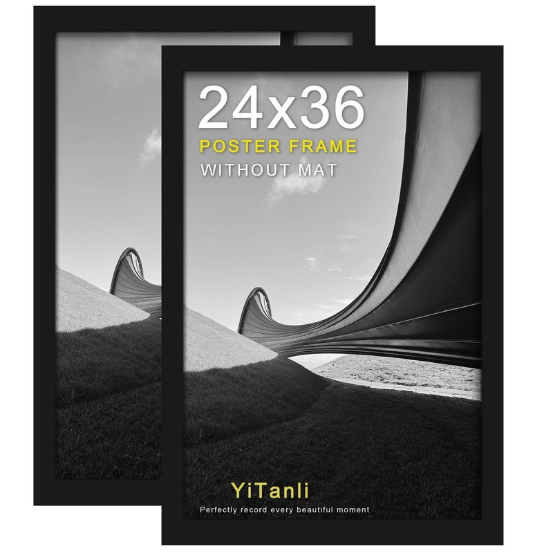 24×36 Poster Frame 2 Pack, Black Poster Frames 24 x 36 inches for Pictures an…