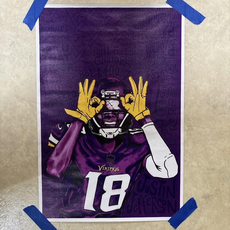 Justin Jefferson Canvas Poster Wall Art ✅ Minnesota Vikings NFL 12×18” Unframed