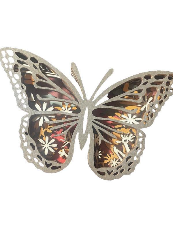 Laser Cut Wooden Butterfly Beautifully Handmade Decor 6 Layers Wood 7" gallery