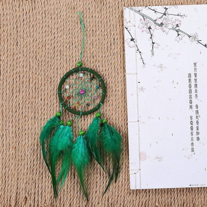 Green Small Dream Catcher with Feathers Wall Hanging Ornament Indian Style gallery