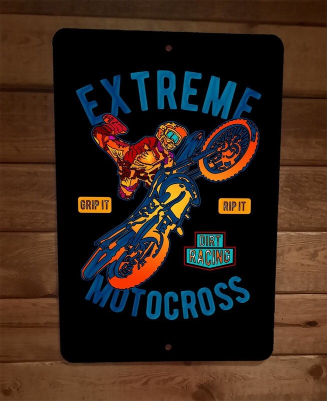 Extreme Motocross Motor Cycle Dirt Bike Racing Sports 8×12 Metal Wall Sign