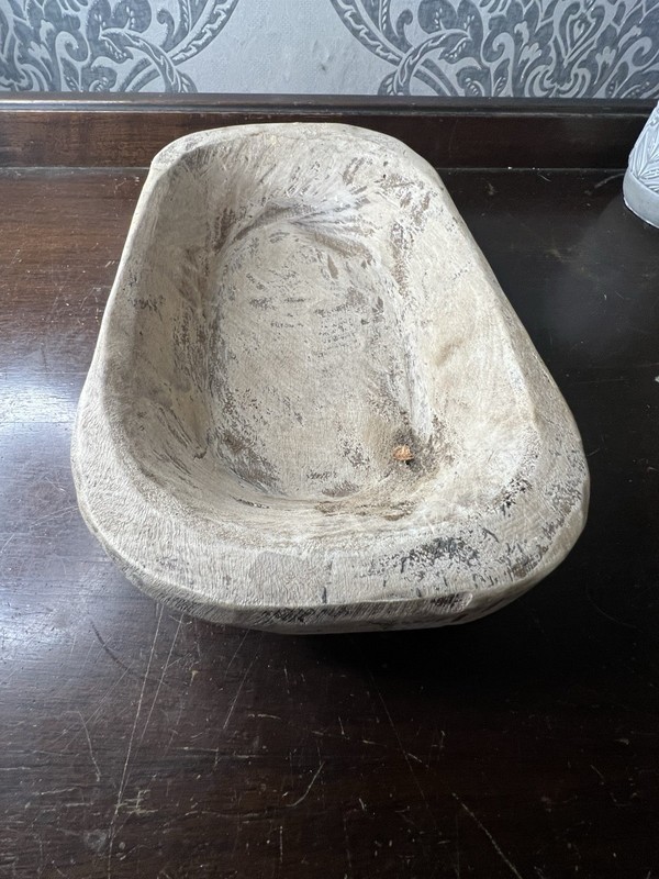 Farmhouse Wooden Dough Bowl 10X5 Rustic White Wood Boho Decor Centerpiece gallery