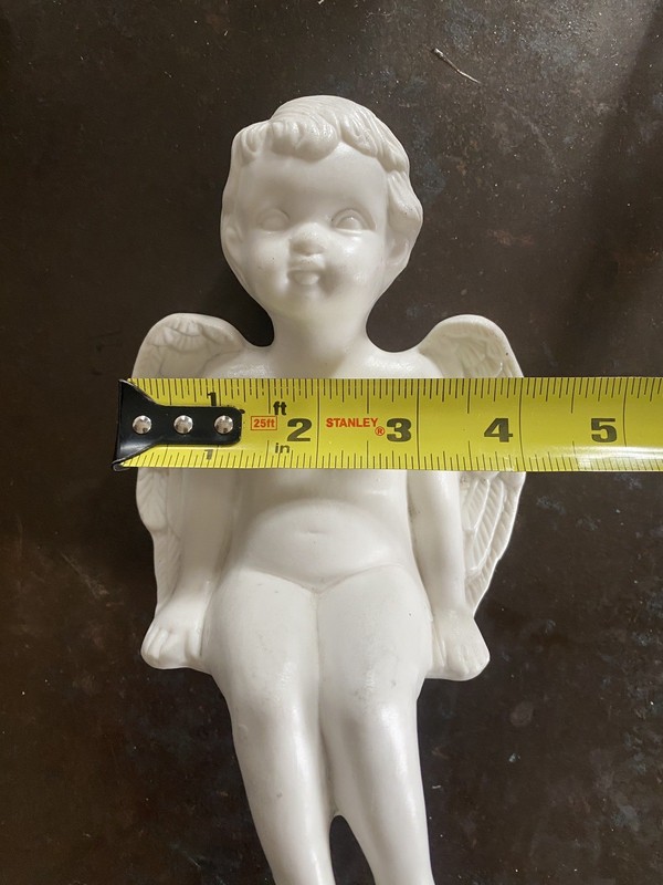 Vintage Ceramic Cherub Shelf Sitter Seated 10 X 3 Inches Tall. In Great Shape. gallery