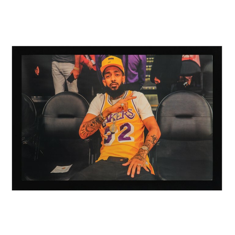 Nipsey Hustle Rapper Music Rap Legend Lakers Basketball Wood Framed Textured Art