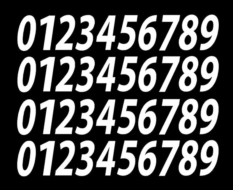 0-9 Numbers White Sticker Vinyl Decals CHOOSE SIZE!! 1/2″ To 12″ Set Of 40 V546)