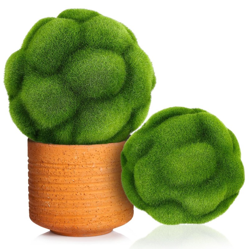 Simulated Mossy 2 Pack 4.72 Inch Lightweight Green Balls Decorative Artificia…