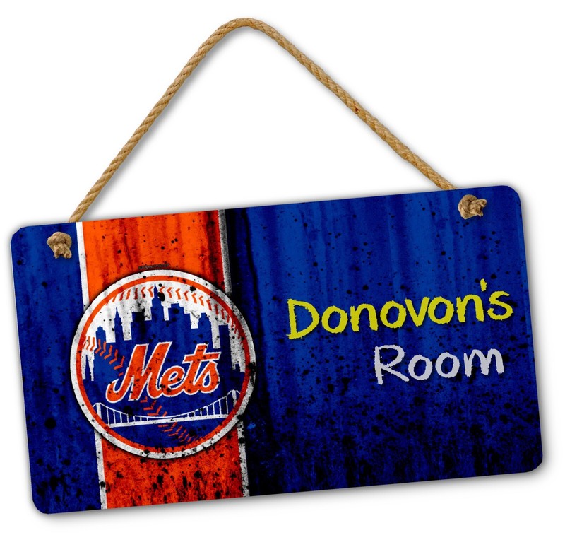 Personalized MLB Baseball New York Mets Bedroom Door & Wall Hanging Sign