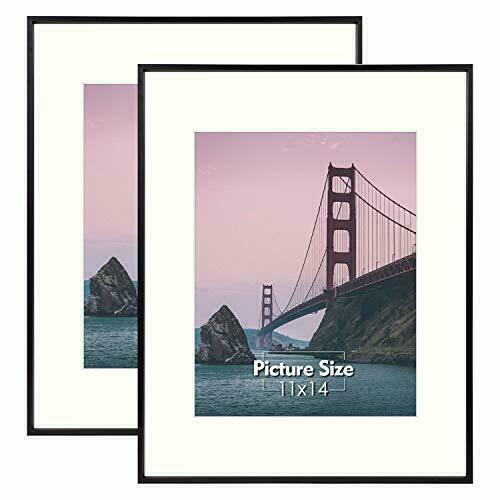 2-Pack 16×20 Aluminum Picture Frame With Ivory Mat for 11×14 Photo Wall Mounting