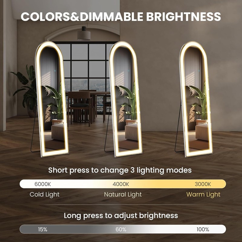 Full Length Mirror Lighted Body Mirror with Lights-Led Stand up Mirror Make Up gallery
