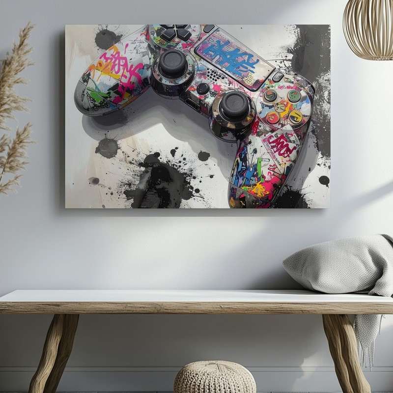 Graffiti Gamer Canvas Urban Street Art Controller Wall Print What If Your Wall gallery