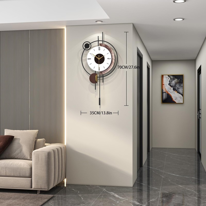 Modern Wall Clock for Living Room Decor Large Decorative Metal Silent Wall Cl... gallery
