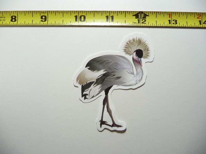 GREY CROWNED CRANE SMALL STICKER DECAL ZOO ANIMAL WILD FUN FUNNY