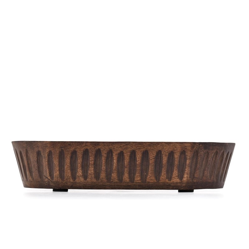 Mango Wood Decorative Bowls for Home Décor, Decorative Long Wooden Bowl for T... gallery