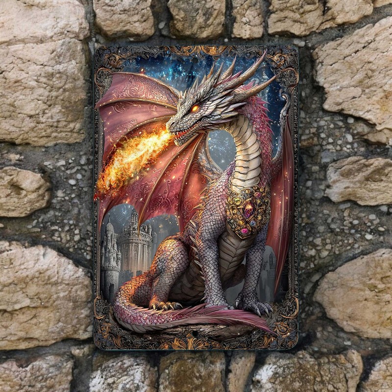 Dragon Metal Sign – 8×12 Fantasy Wall Art Print Indoor or Outdoor