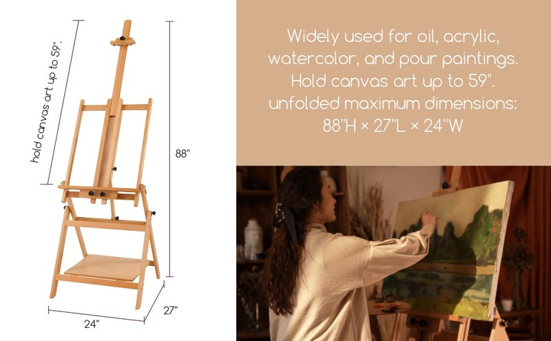 MEN Lar Studio Artist Easel, Adjustable Studio Painting Easel, Solid gallery