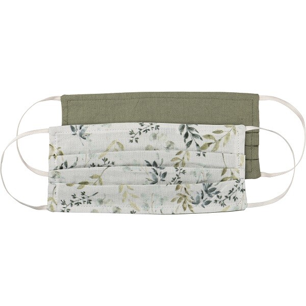 NEW! ~ Reversible Cotton Face Mask~Two Ply Pleated~Watercolor Greenery Pattern